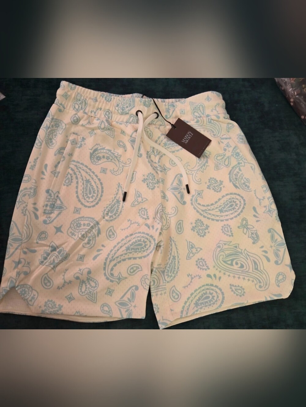 Maison Article White Paisley Sweat Shorts